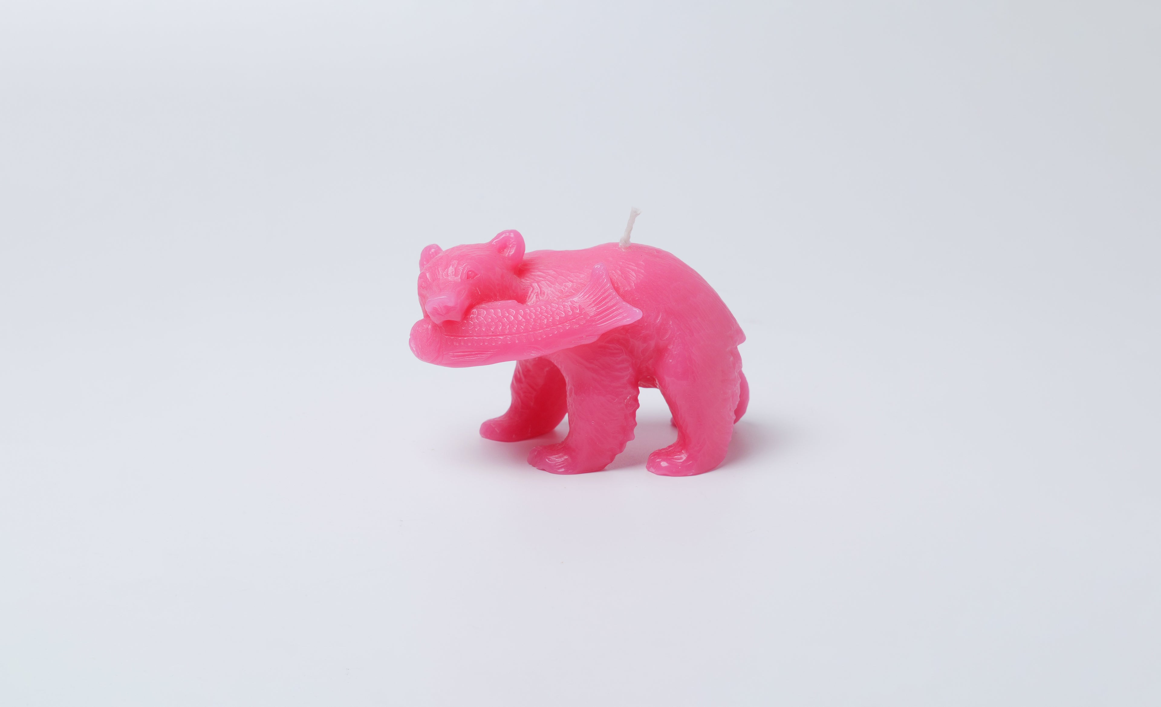 Carved wooden bear candle